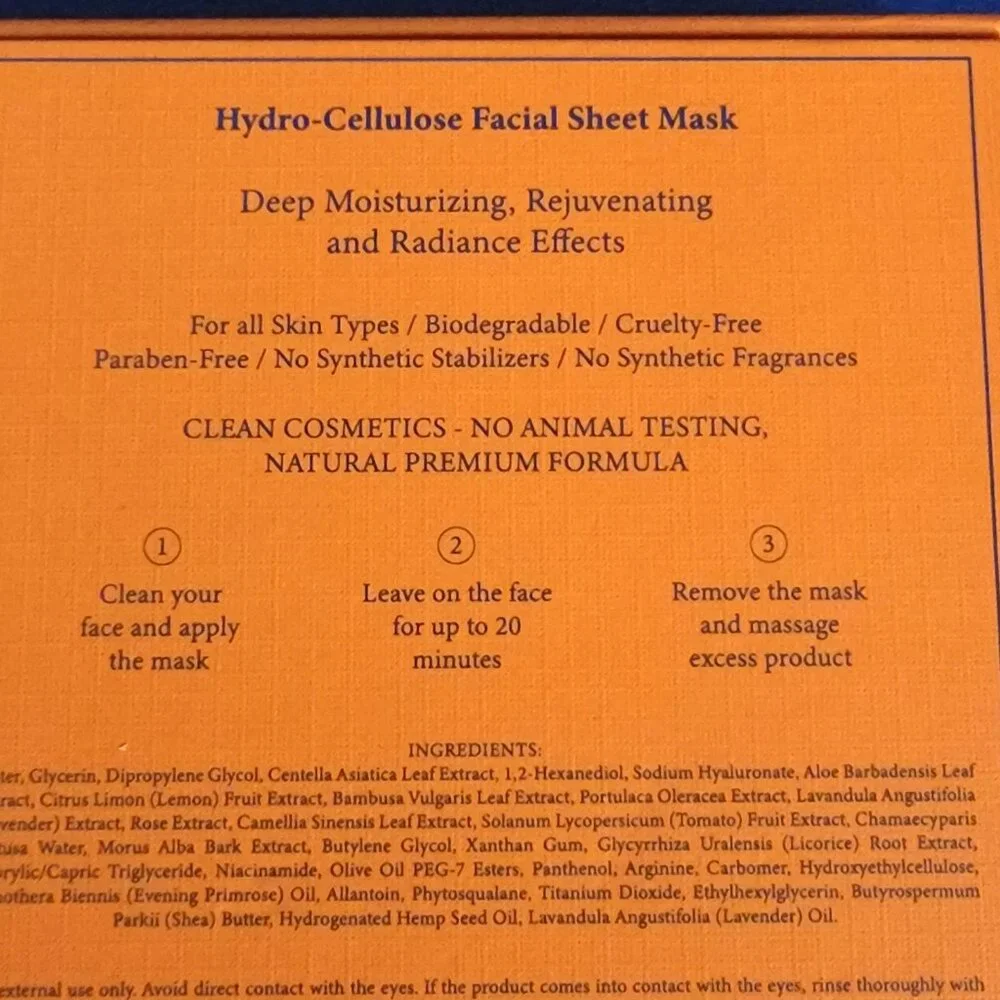 BJN Cosmetics Hydro Cellulose Facial Sheet Mask Box of 5